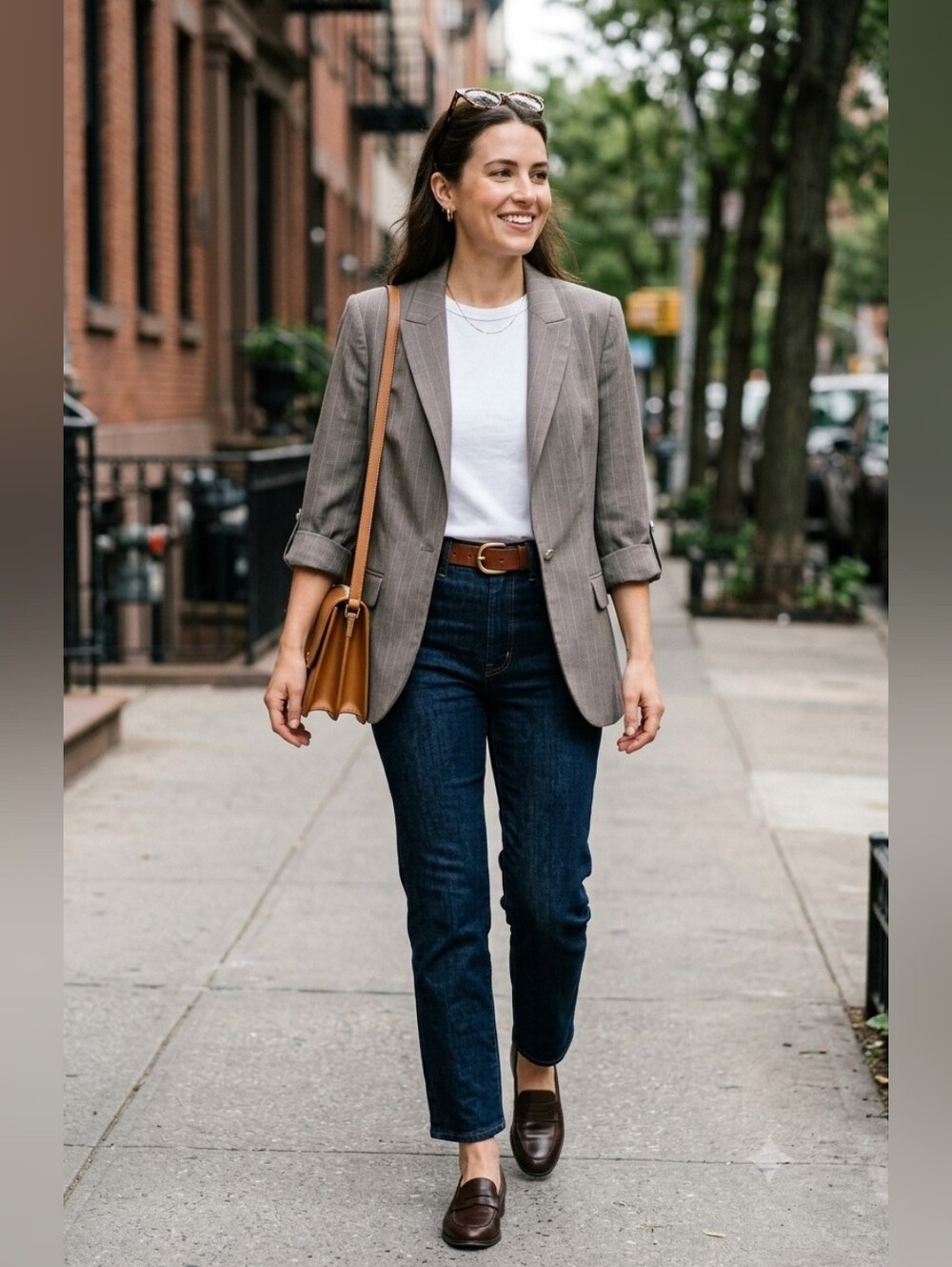 Calvin Klein Light Gray Pinstripe Women's Blazer
